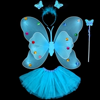 Butterfly Wings Double -Layer Four -Piece Blue