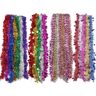 圣诞节彩条装饰品彩色毛条婚房布置拉花喜庆圣诞树加长彩带彩条