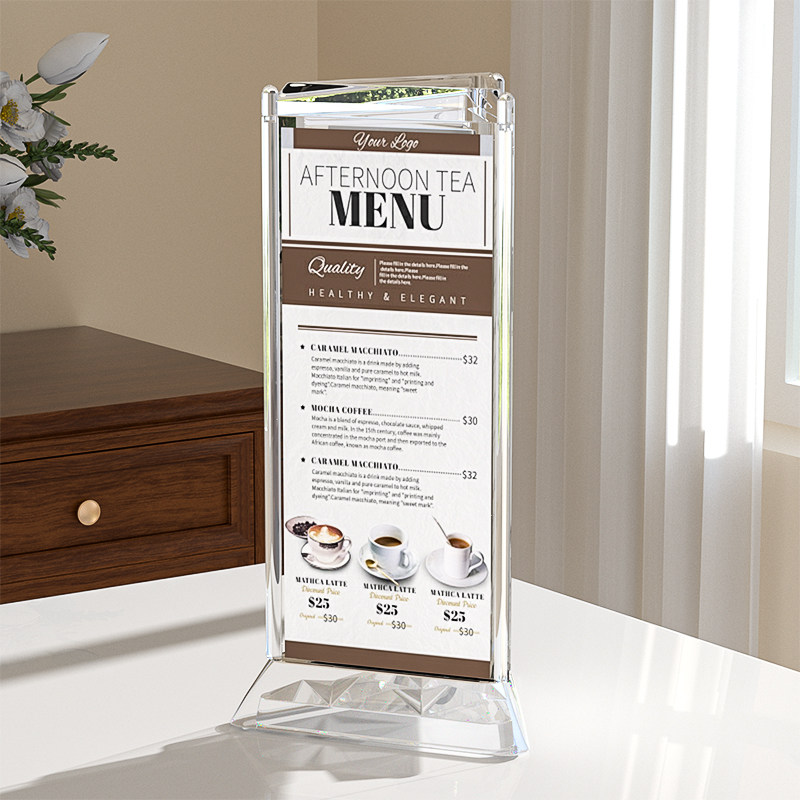 三面旋转台卡亚克力台卡架旋转立牌餐牌菜单三角桌牌台牌酒水牌