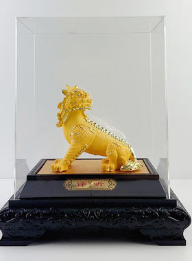 新款绒沙金谛听摆件地藏王坐骑独角神兽家居客厅玄关工艺品礼品