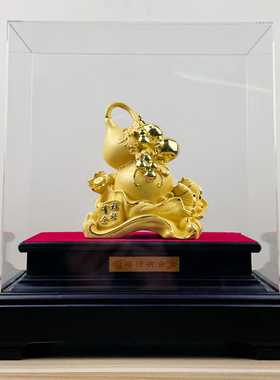 新款上市树脂绒沙金福禄有余葫芦摆件创意中式家居客厅电视柜摆件