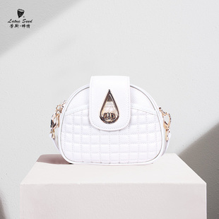 劳斯帅特2023新款女包高级质感小圆包单肩斜挎包菱格头层牛皮软包