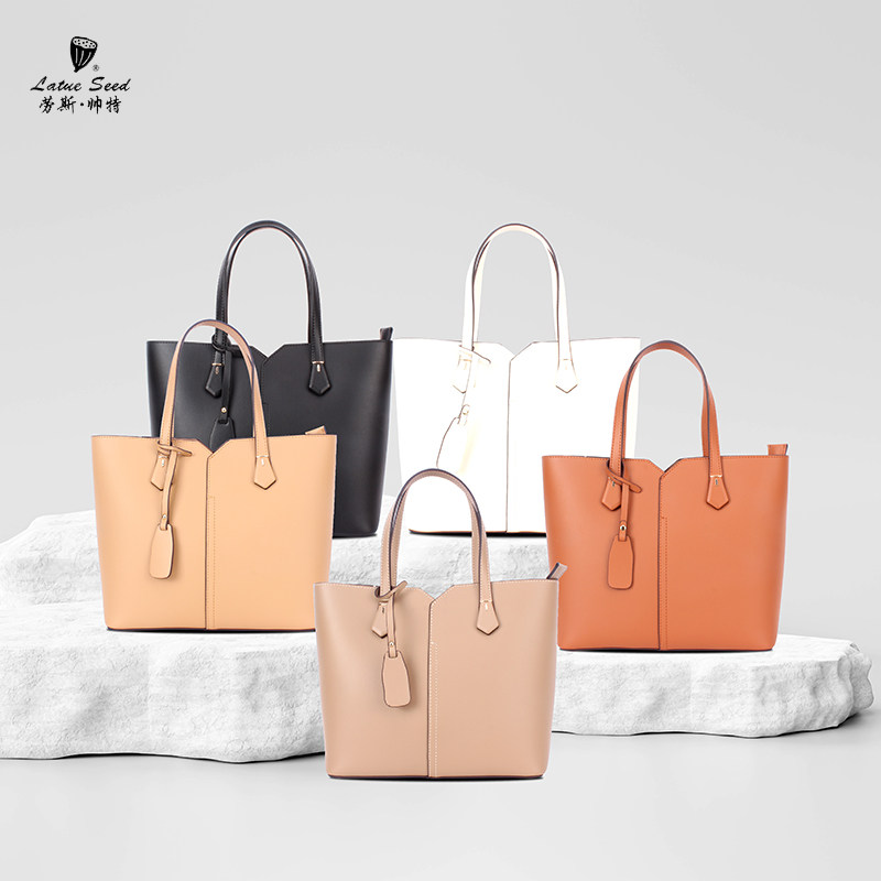劳斯帅特牛皮女包2024新款托特包女大容量高级感单肩包通勤上班包