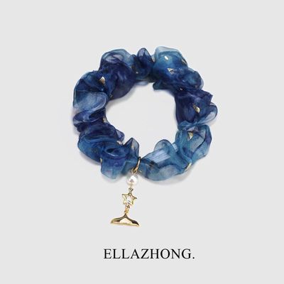 原创设计~蓝色人鱼姬发绳头绳肥肠圈超仙小清新发圈度假甜美发饰