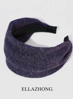 复古紫色~超宽发箍头箍气质简约羊毛发饰头饰日韩国温暖淑女发卡