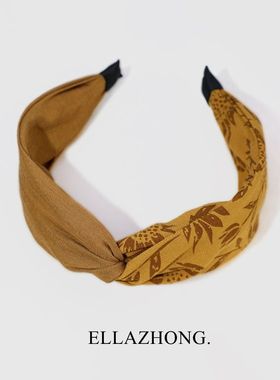 向日葵~原创设计姜黄色头箍女发箍宽版文艺森系发卡复古显白发饰