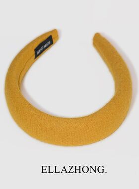 2026春羊毛发箍~银杏黄色显白头箍简约百搭发卡小清新发饰头饰