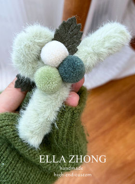 可爱毛绒抓夹薄荷曼波绿色鲨鱼夹原创甜美森系减龄盘发夹新年发饰