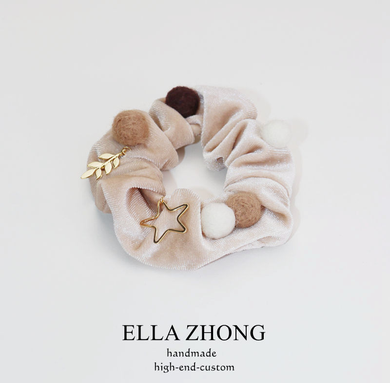 发绳丝绒小清新可爱日系毛毛球