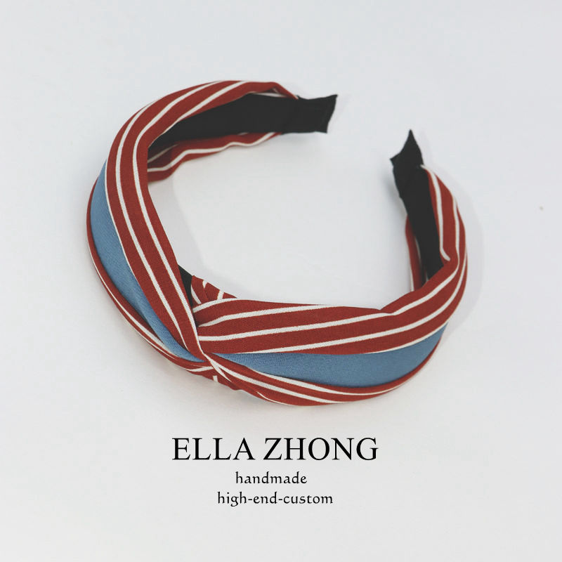 EllaZhong条纹发箍头箍女宽复古百搭简约港风发卡日系韩国发饰-封面