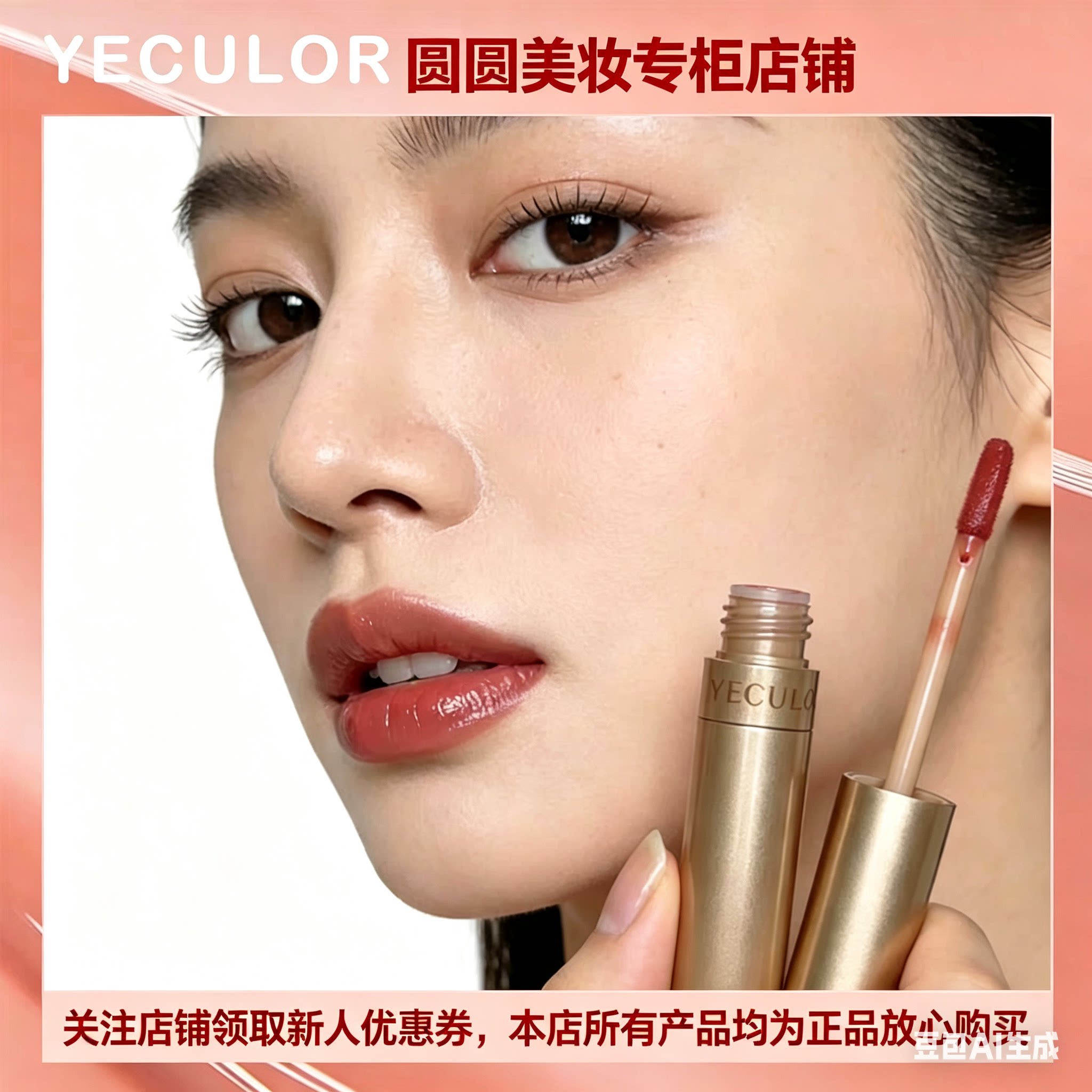 正品钥界持色不沾杯镜面唇蜜小灯泡不掉色唇釉淡唇纹透明镜面水光