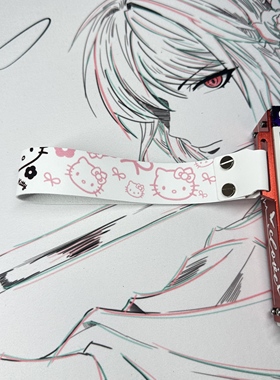 Kitty卡通猫客制化通用键盘飘带挂件超纤皮wootingATK68键盘挂绳