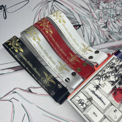 巴洛克客制化wooting狼蛛he通用键盘飘带挂件超纤皮ATK68键盘挂绳