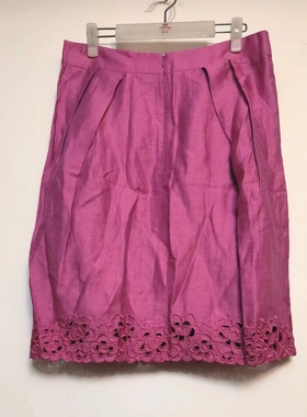 1折特价吉F亚麻混纺绣花半身裙XL码玫紫色纯色2024夏女CS3