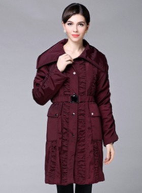 玛系列棉衣外套中长款春秋冬女大码酒红色枣红品牌妈妈装msfe玛2