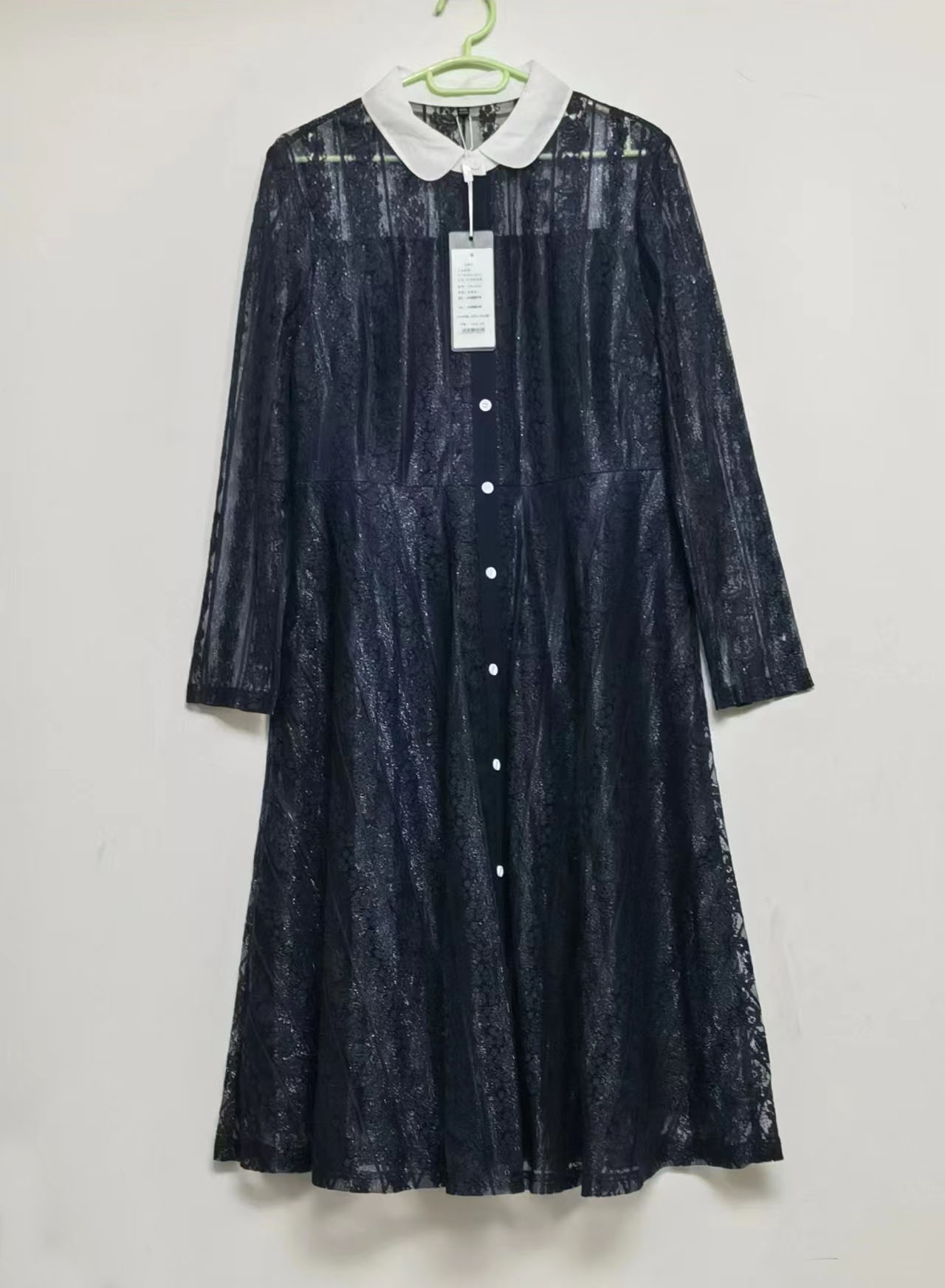 乐。娜。美2XL码（175/96A）蕾丝长袖连衣裙深蓝色女春秋36