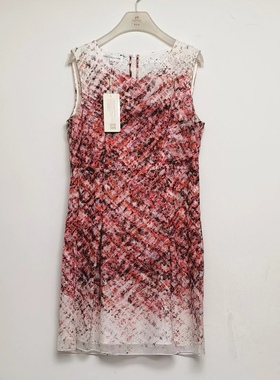 瑟**俪无袖连衣裙40码大码白底橙色花背心裙女2026夏CS2