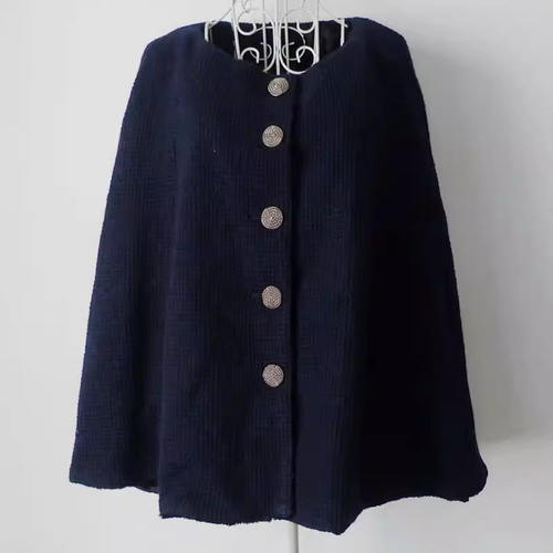 3折美千d专柜正品欧美披风斗篷女春秋冬羊毛呢外套韩版女蓝色LXZ