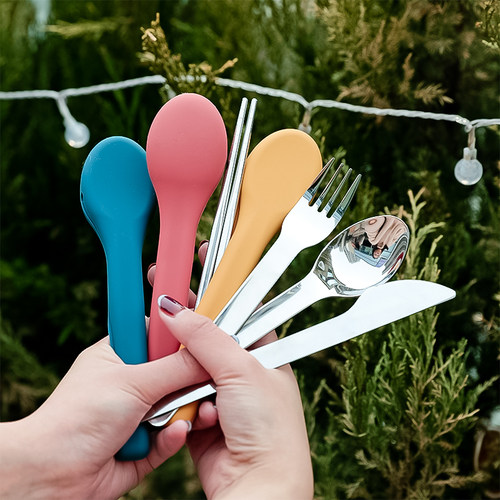 不锈钢便携餐具筷子套装糖果多色