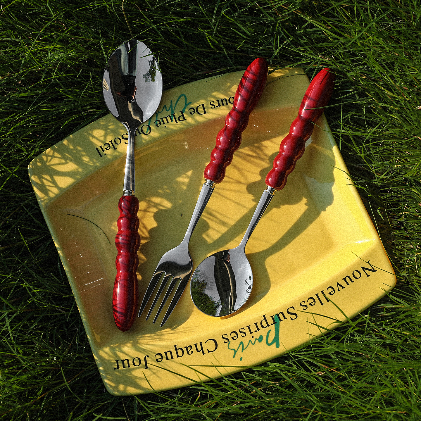 陶瓷手柄餐具刀叉勺套装304不锈钢家用西餐刀圆勺尖勺高级感复古