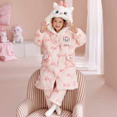 2025新款冬季三层夹棉睡衣套装