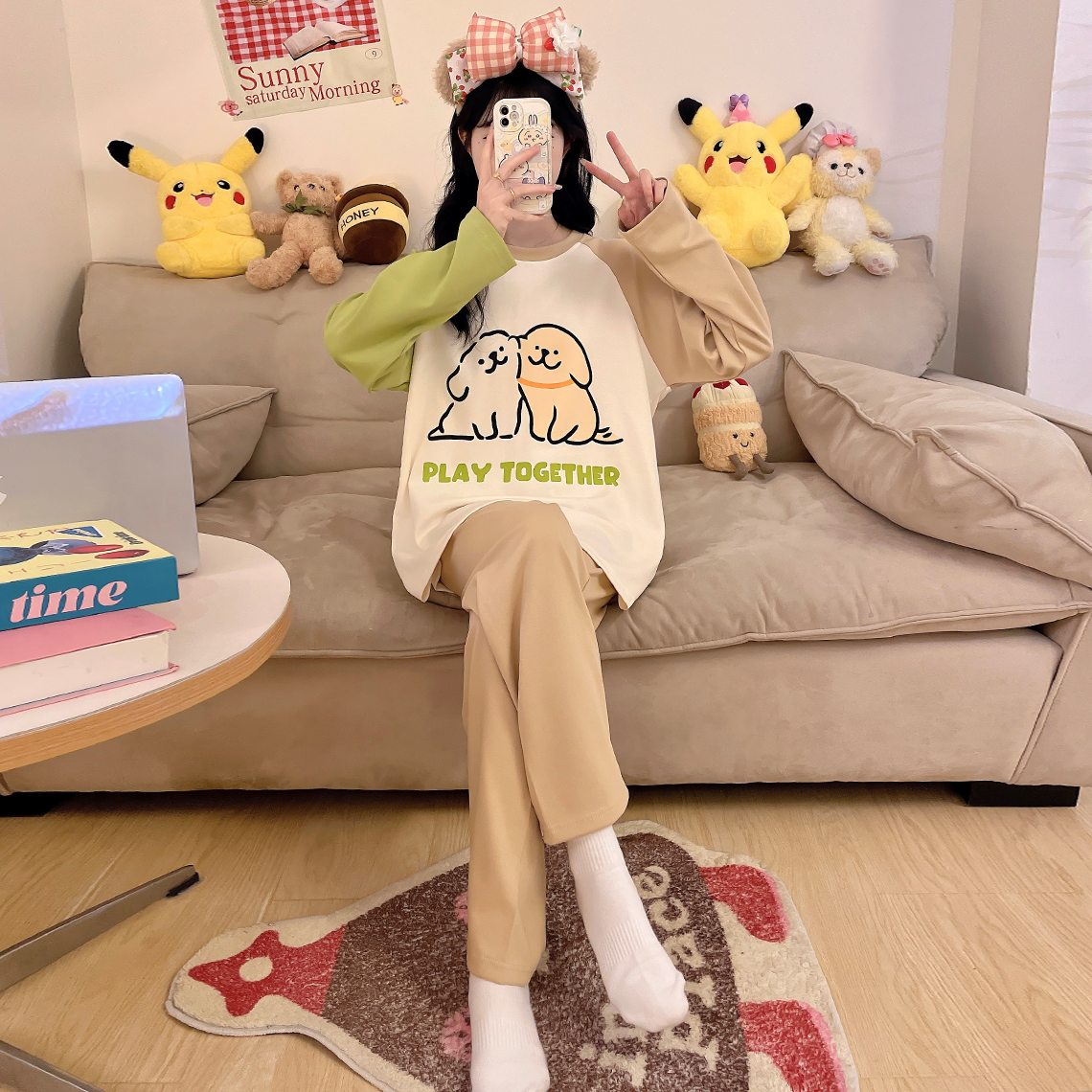 女童纯棉睡衣套装长袖