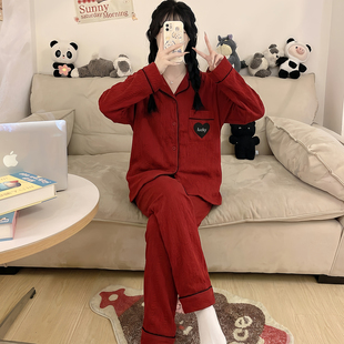 女孩家居服套装 2026本命年红色亲子款 海岛绒薄款 睡衣女大童秋冬款