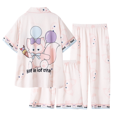 冰丝甜美可爱薄夏季女童睡衣短袖