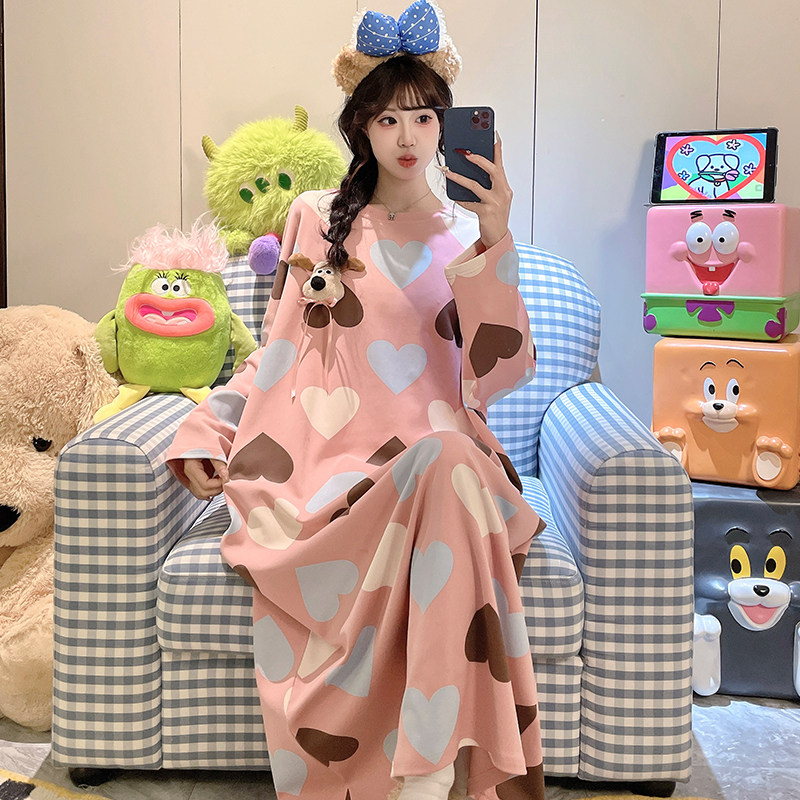 大童睡裙女春秋纯棉长袖2026新款少女学生可爱小狗宽松家居服长裙,童装/婴儿装/亲子装,家居裙/睡裙,淘宝优惠券,粉丝福利购,淘宝优惠卷