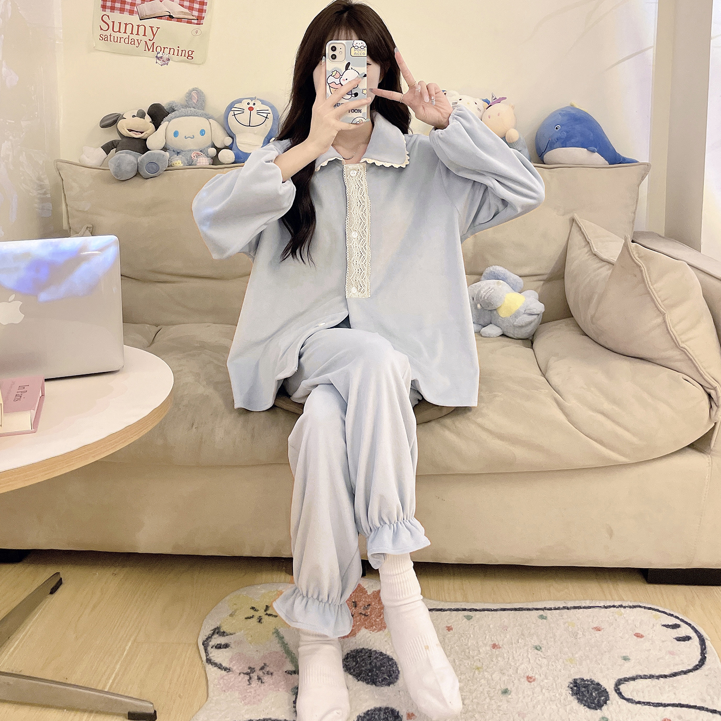 2025新款海岛绒大童女生睡衣套装