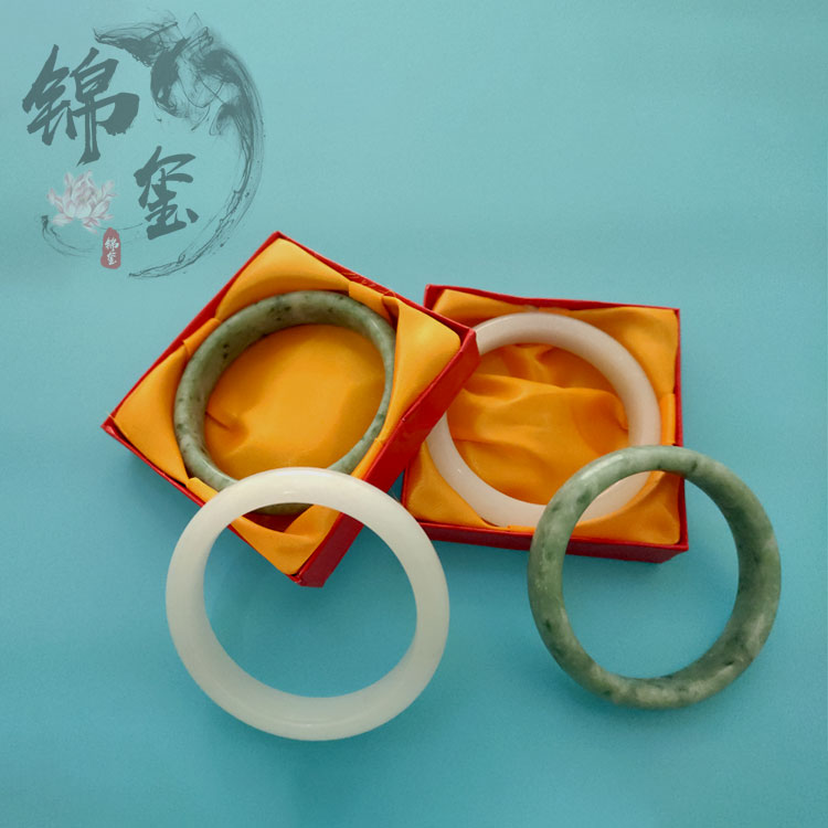 汉白玉手镯个性复古大理石雕制品道具庐山绿创意石头摆件饰品手环