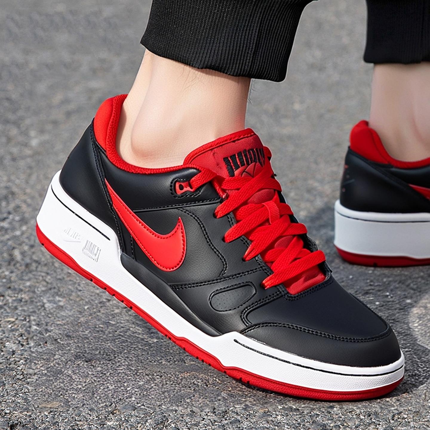 NIKE耐克黑红色板鞋男鞋新款COURT低帮运动鞋轻便耐磨户外休闲鞋