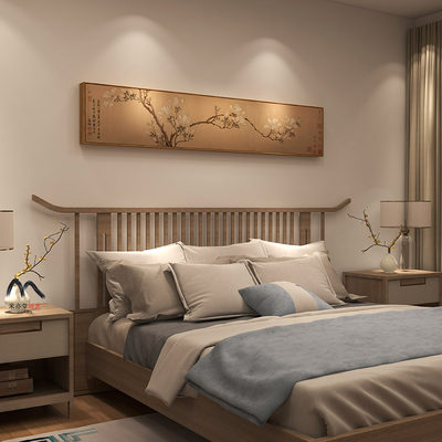 米亦堂x文徵明 白玉兰新中式日式横幅客厅餐厅卧室床头玄关墙挂画