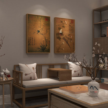 米亦堂x宋徽宗 腊梅山禽图新中式日式禅意花鸟茶书房玄关和室挂画