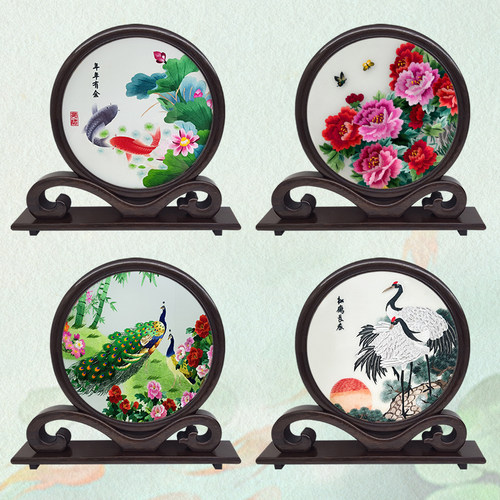 蜀绣工艺品摆件真丝成都特色