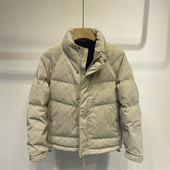 男士 潮流羽绒服外套 百搭保暖外套男装 立领羽绒服满印花修身 时尚