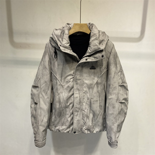 痞帅休闲风连帽羽绒服男街头潮流做旧保暖外套冬季加厚帅气冬新款