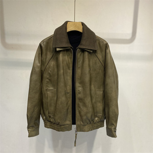 美式复古翻领皮衣外套男短款机车风羽绒夹克百搭帅气保暖帅气上衣