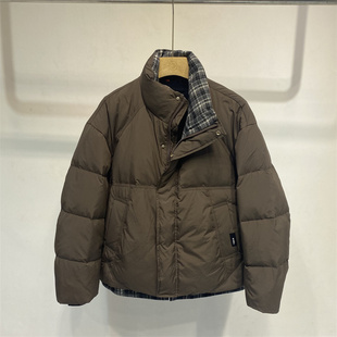 面包服外套 羽绒服男加厚冬季 ONE77新款 假两件立领格子拼接短款