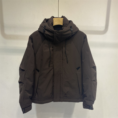 工装连帽羽绒服男短款加厚保暖