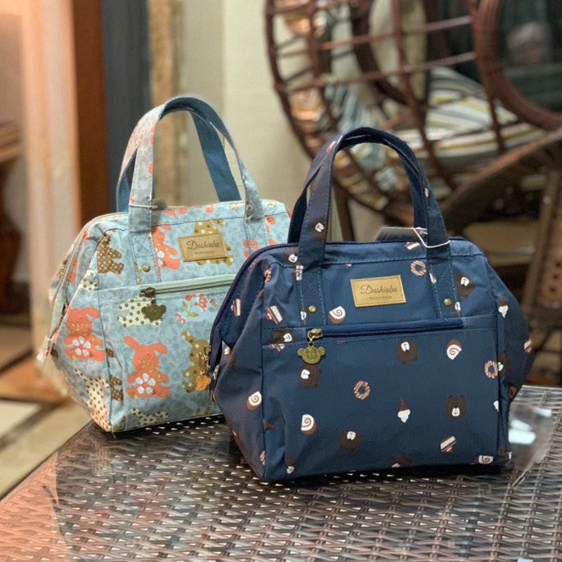 帆布饭盒手提袋手拎便当袋防水饭兜带饭包时尚上班族妈妈手提包女