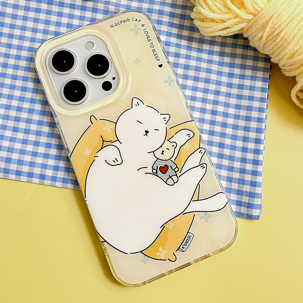 起司ACheese 【做个好梦】原创猫猫 奶黄色可爱卡通16pro防摔新款 亚克力双层imd 适用于苹果手机壳15pro17