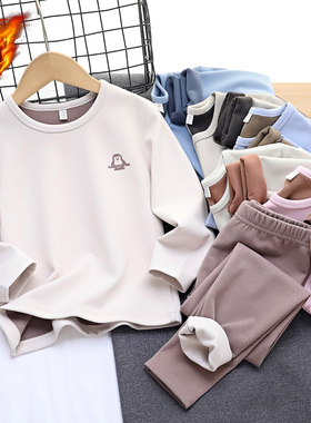 儿童保暖内衣套装德绒a类男童秋衣秋裤A类女童加厚睡衣睡裤家秋冬