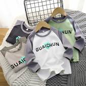 T恤男童女童全棉圆领打底衫 长袖 儿童插肩卫衣韩上衣 秋装 乖纯童装