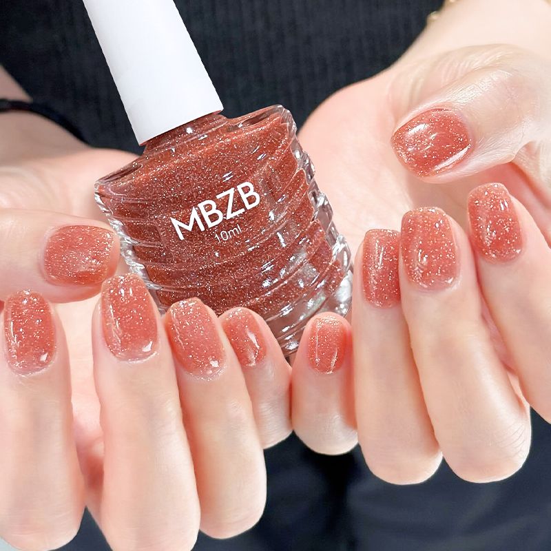 闪闪碎钻可撕可剥美甲百搭镜面易卸女透明指甲油无味速干爆闪学生