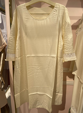 新款华歌尔女士WN60F4 中袖莫代尔桑蚕丝纯色舒适家居睡裙999