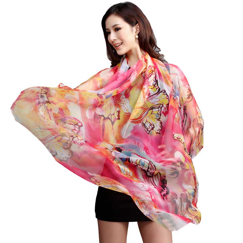 真丝丝巾围巾女披肩两用春秋新款超长超大沙滩巾