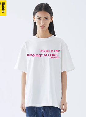 Babbit Bakery韩版新款红色字母短袖T恤青春流行圆领潮设计标语