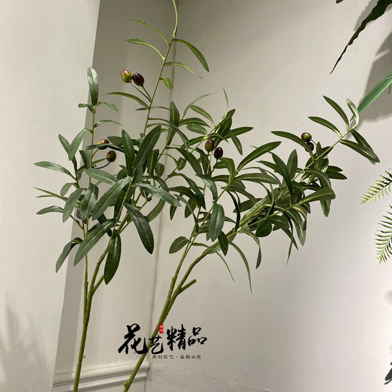 橄榄枝绿植客厅装饰摆件仿真橄榄树植物假树枝树叶软装