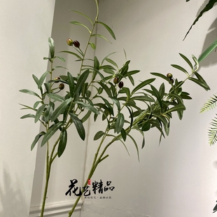 橄榄枝绿植客厅装饰摆件仿真橄榄树植物假树枝树叶软装